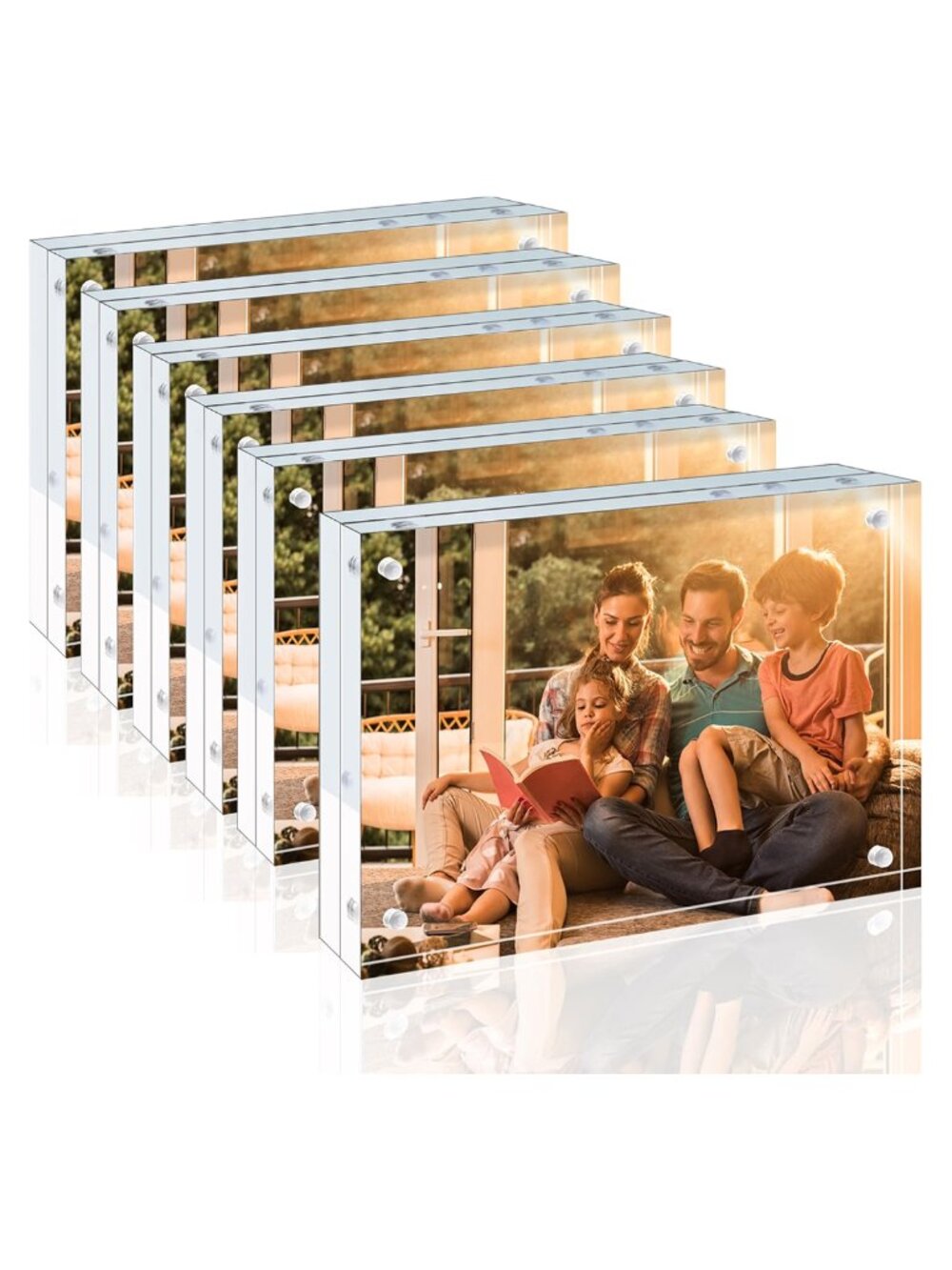 4x6 Acrylic Picture Frames 6 Pack Double Sided Magnetic Free Standing Desktop